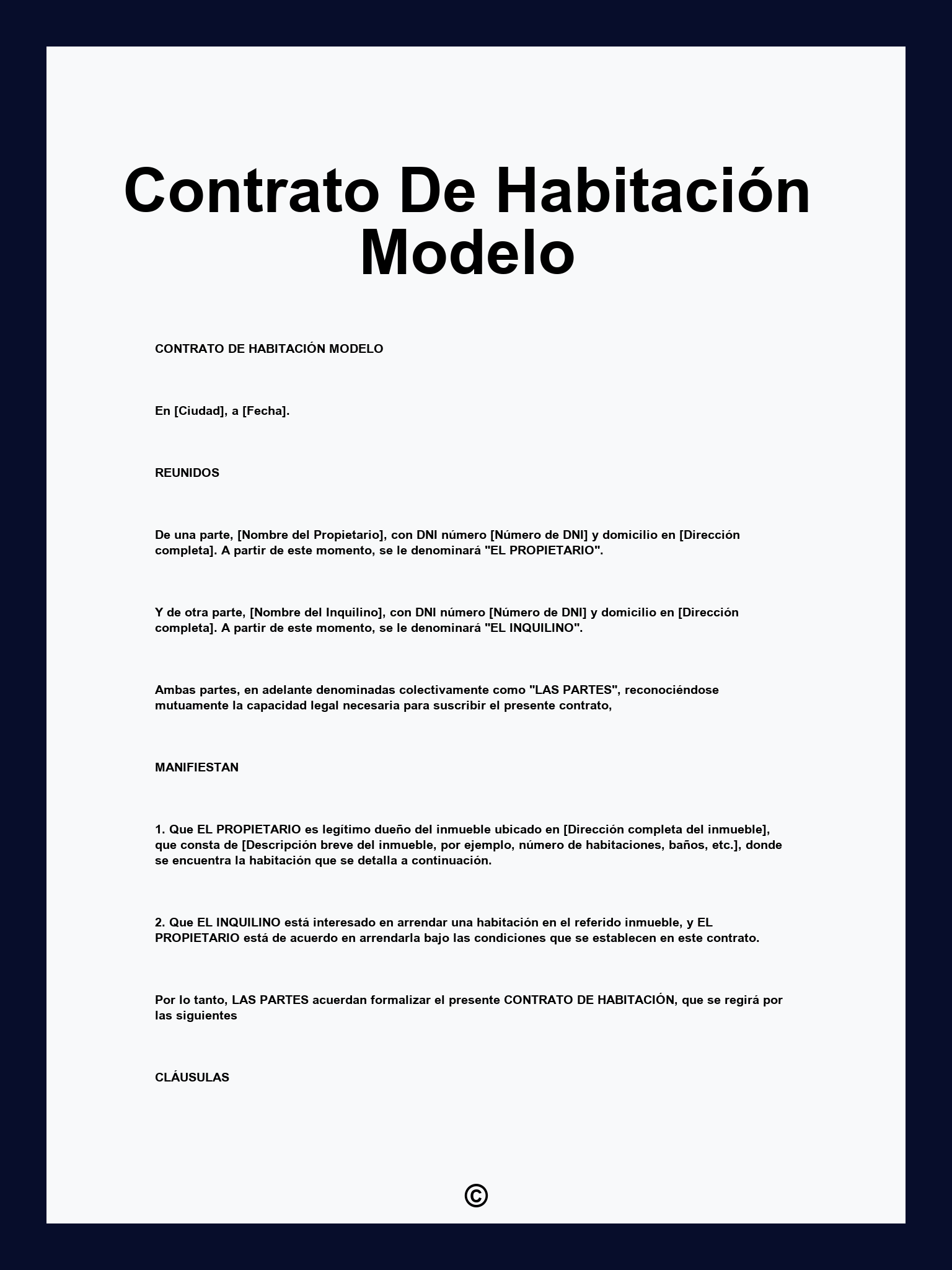 Contrato De Habitación Modelo