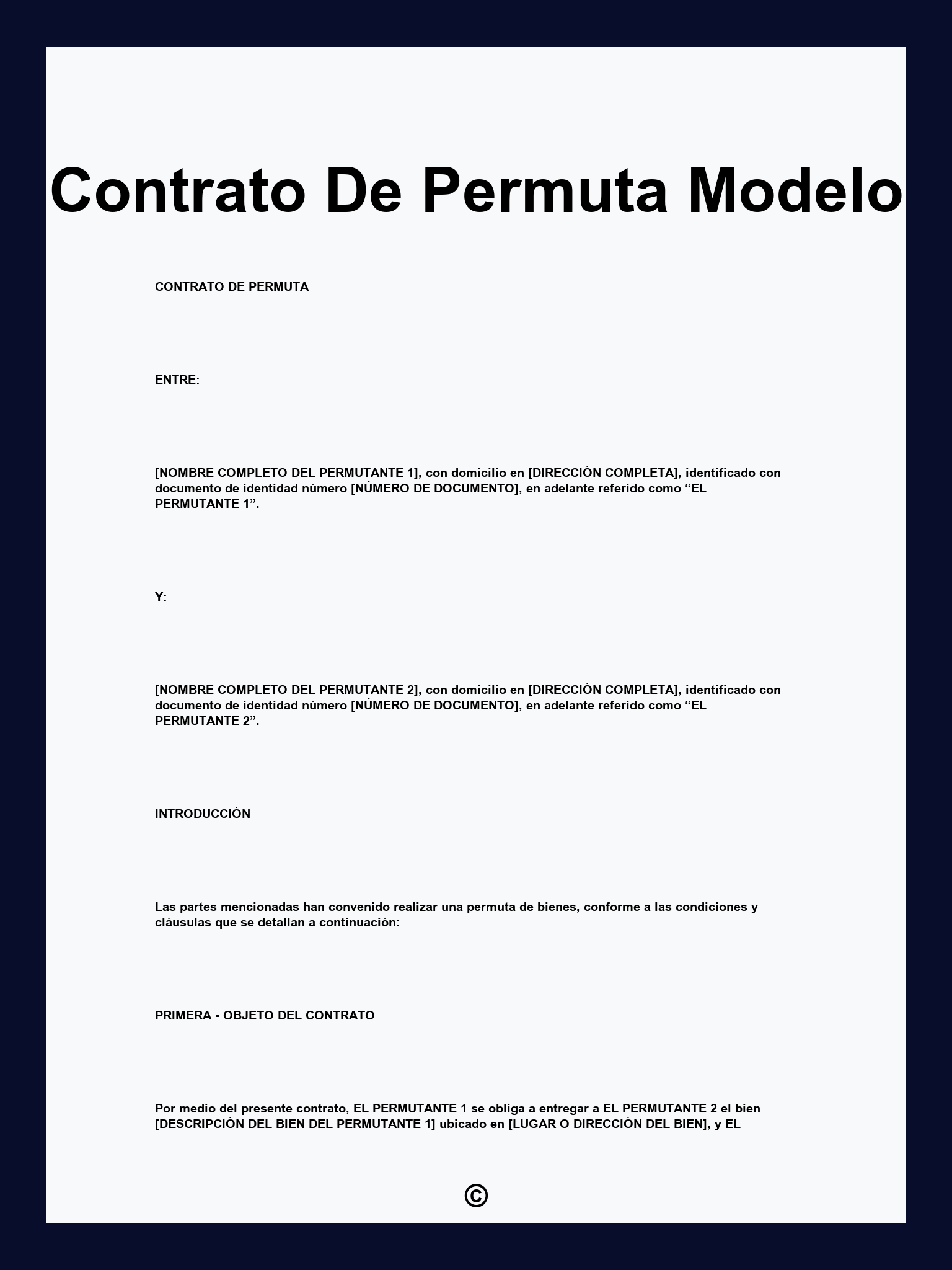 Contrato De Permuta Modelo