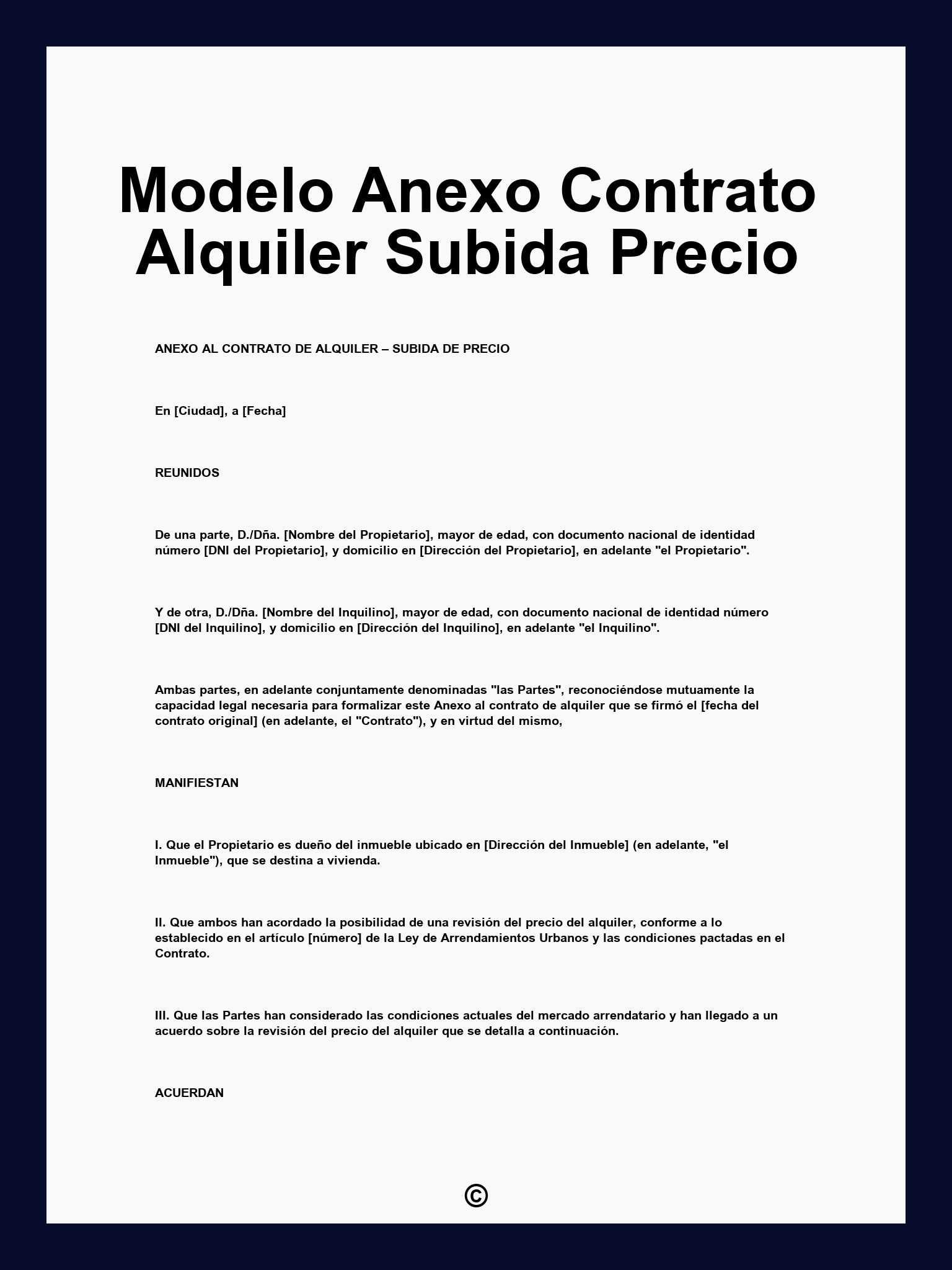 Modelo Anexo Contrato Alquiler Subida Precio