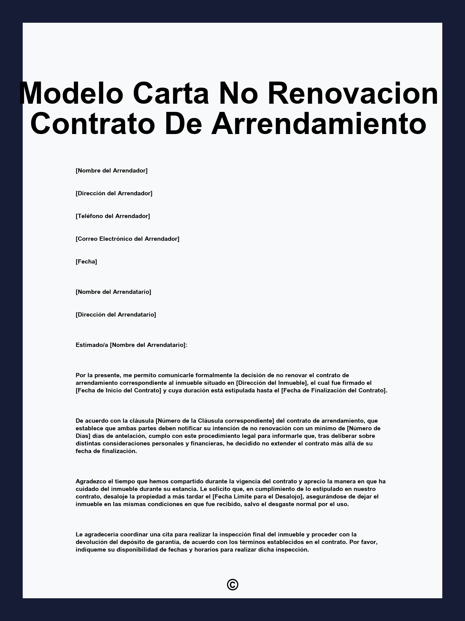 Modelo Carta No Renovacion Contrato De Arrendamiento