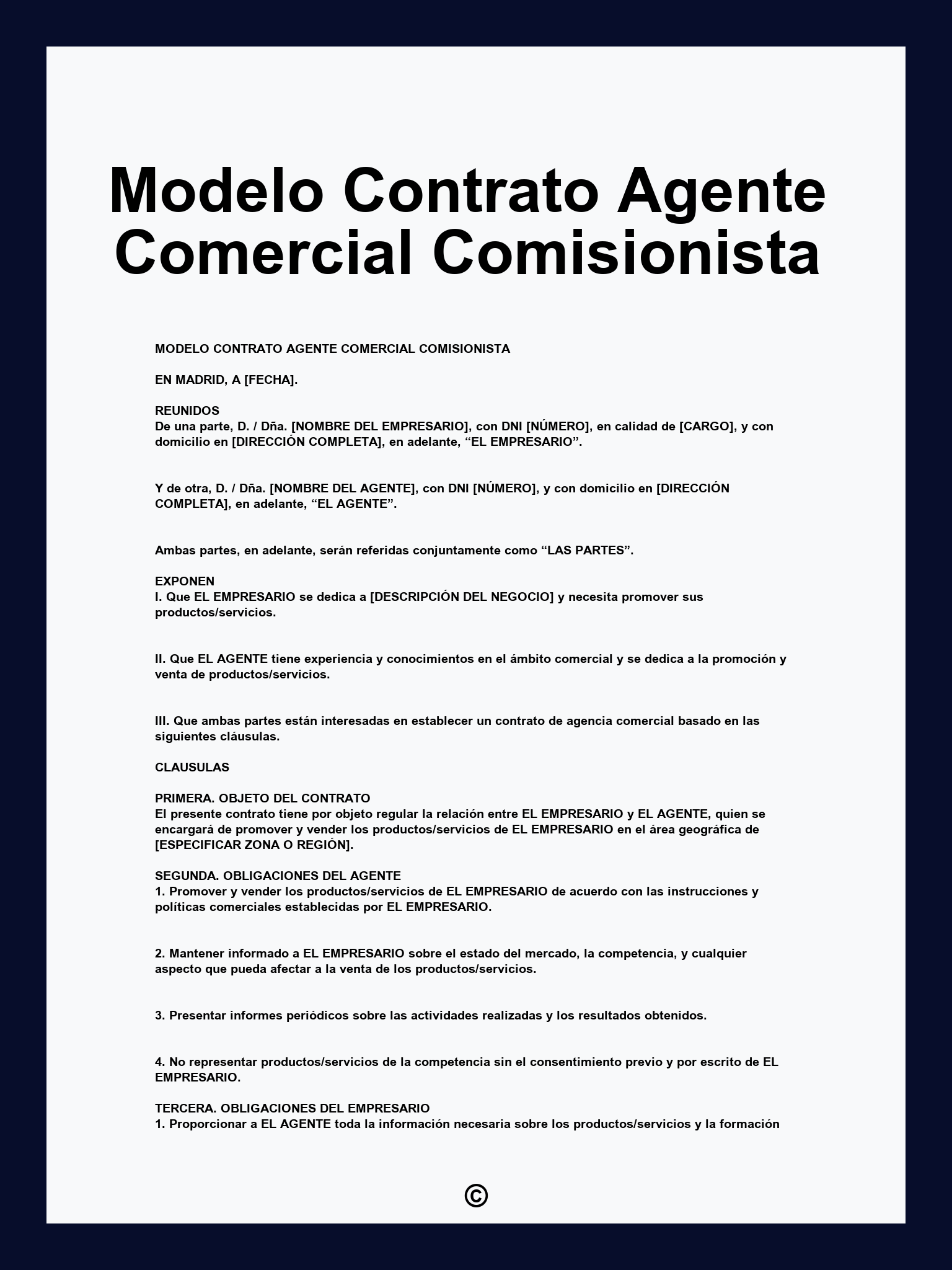 Modelo Contrato Agente Comercial Comisionista