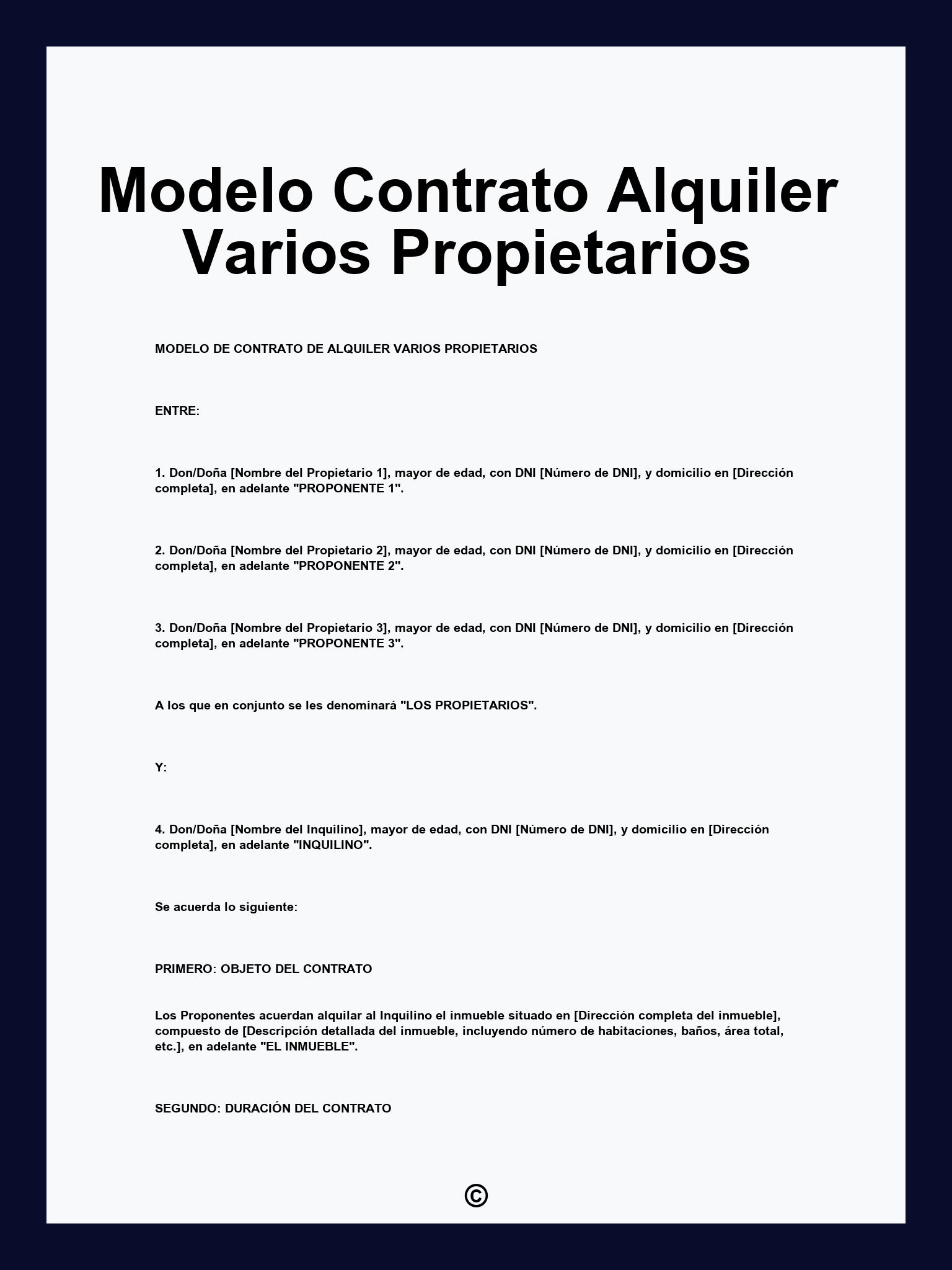 Modelo Contrato Alquiler Varios Propietarios