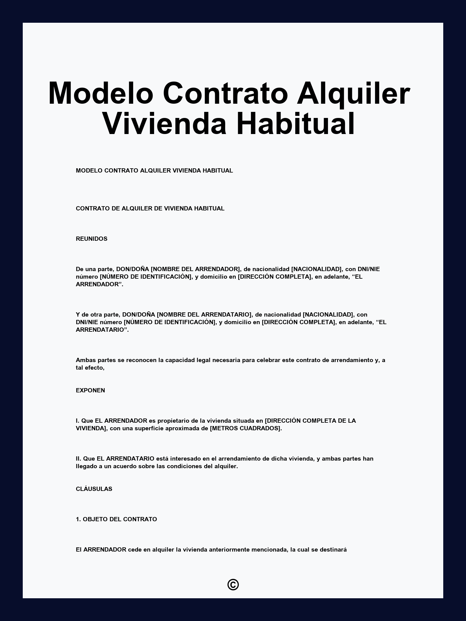 Modelo Contrato Alquiler Vivienda Habitual