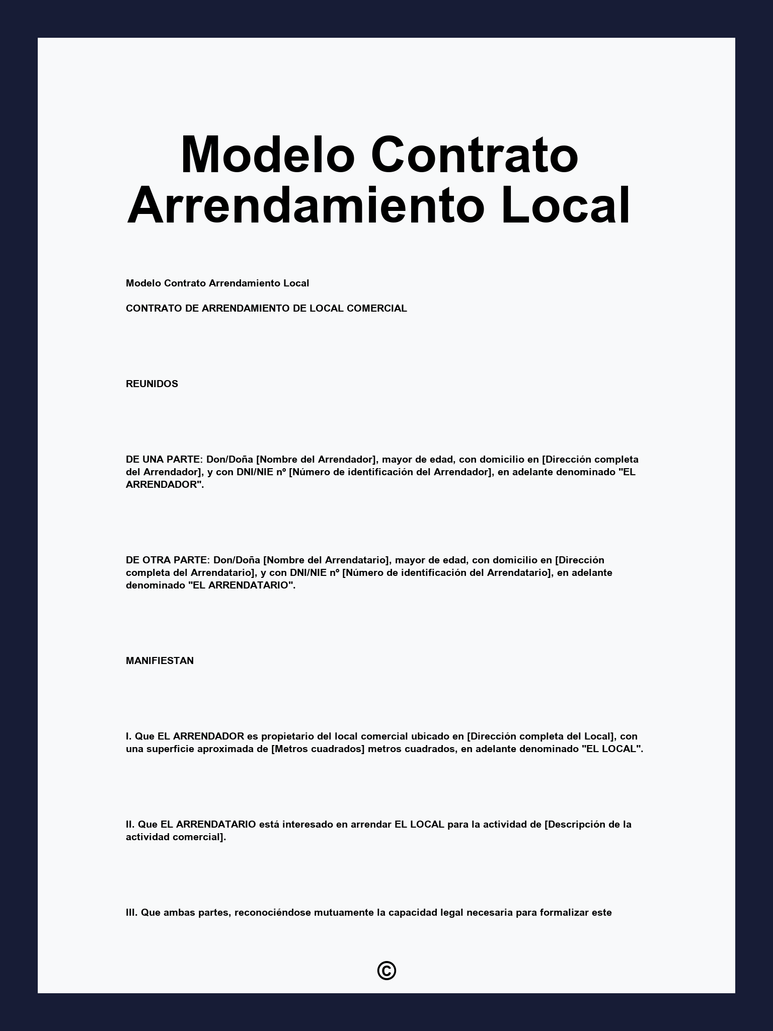 Modelo Contrato Arrendamiento Local