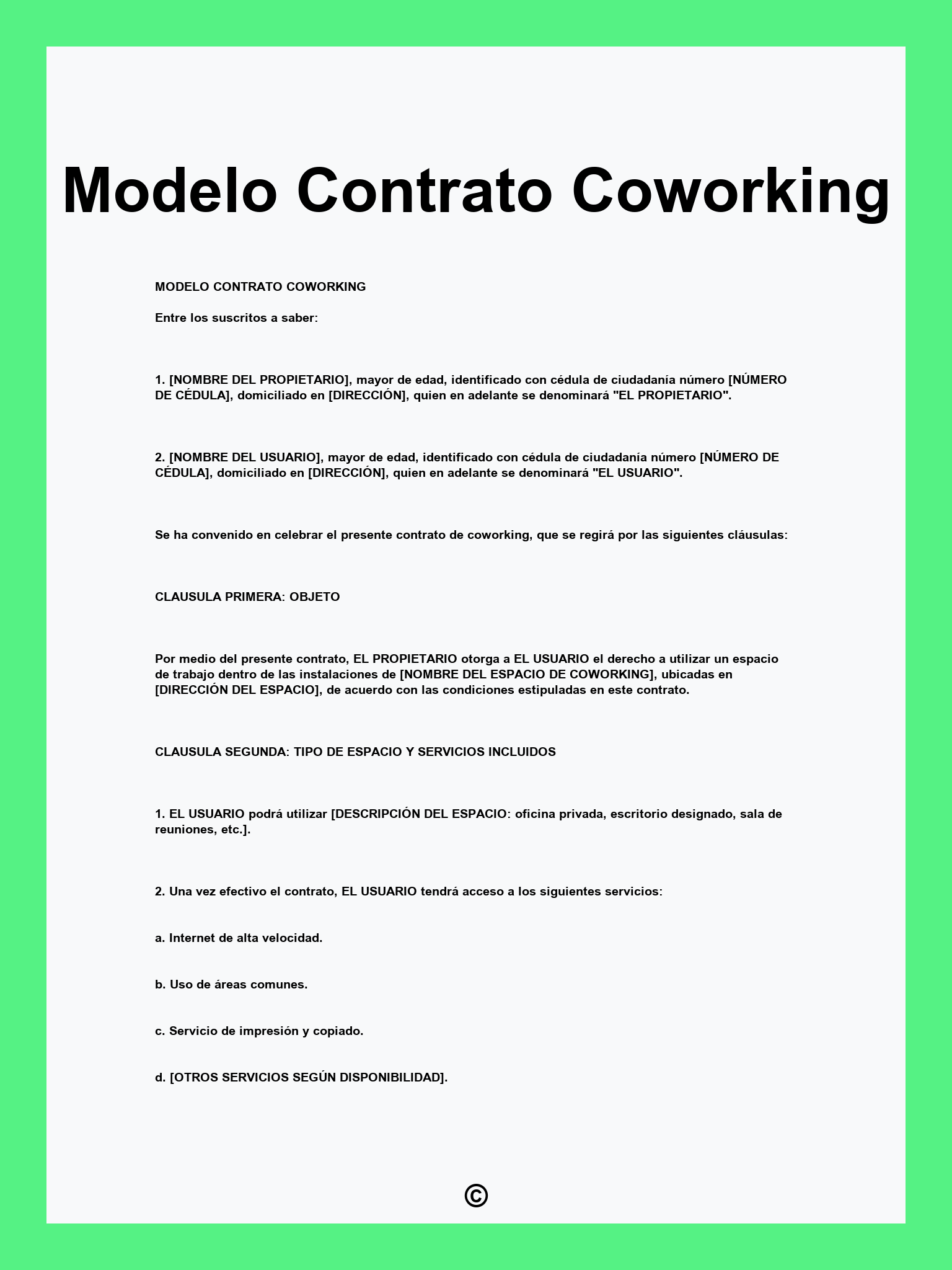 Modelo Contrato Coworking