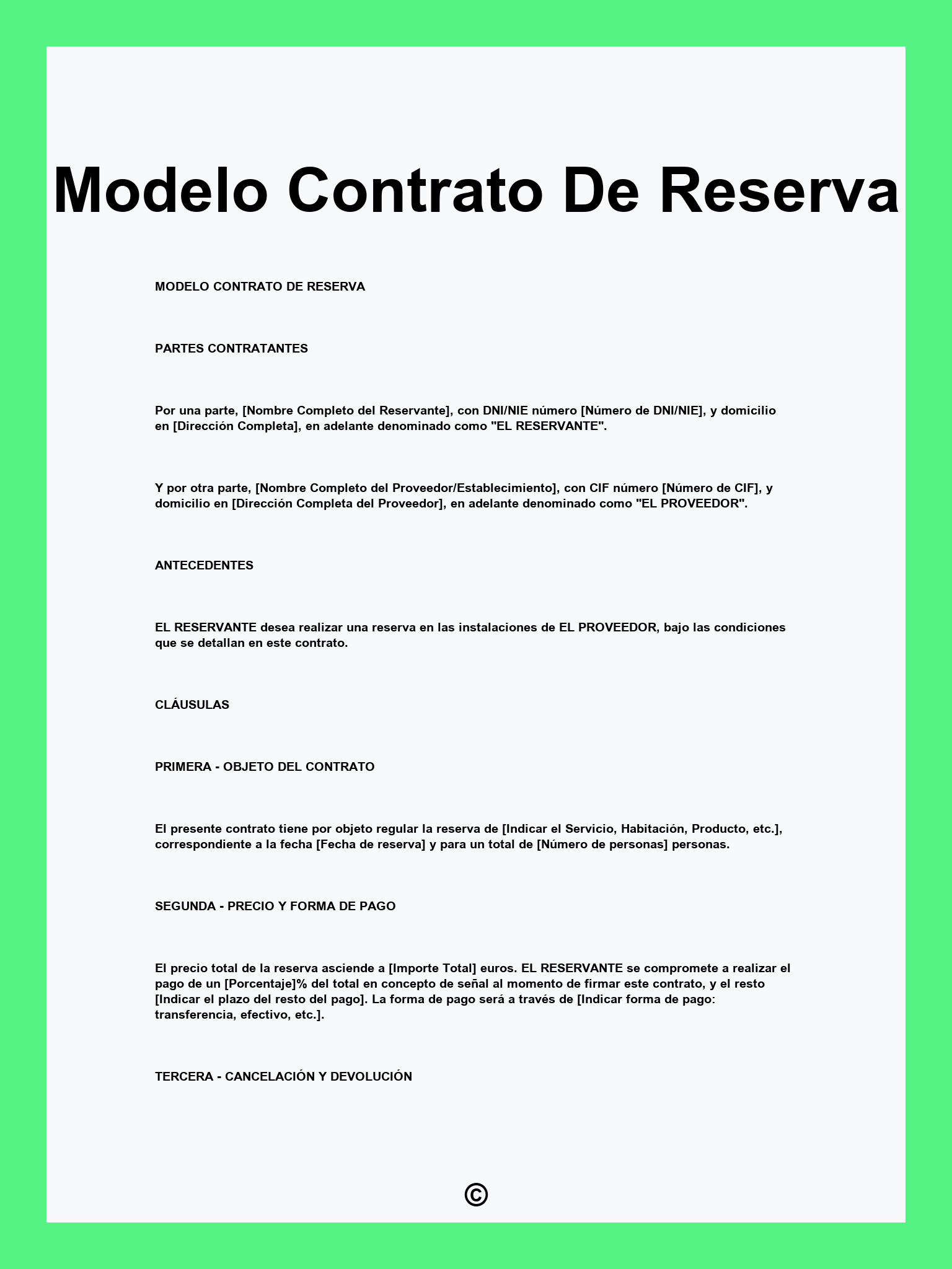 Modelo Contrato De Reserva