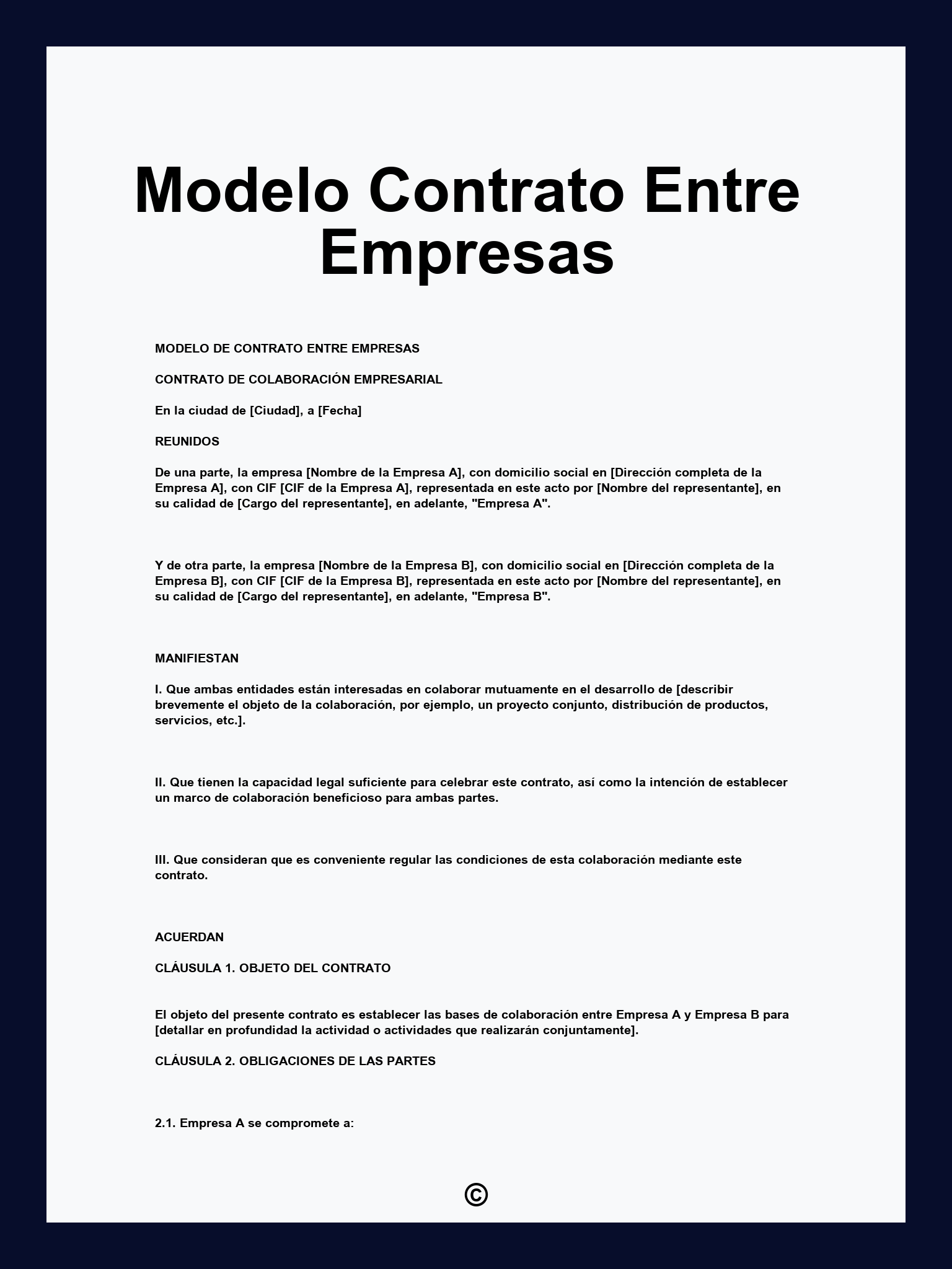 Modelo Contrato Entre Empresas