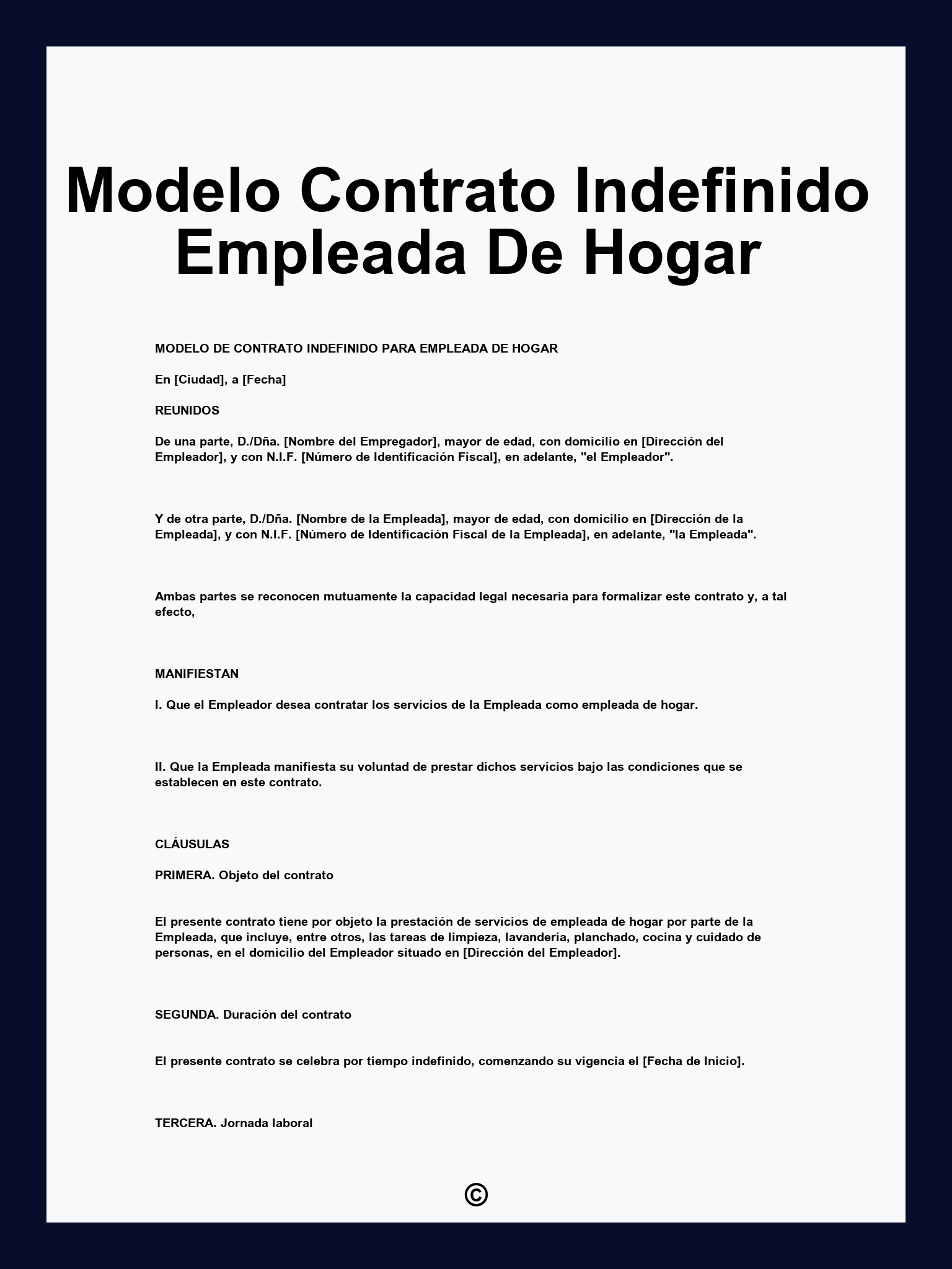 Modelo Contrato Indefinido Empleada De Hogar