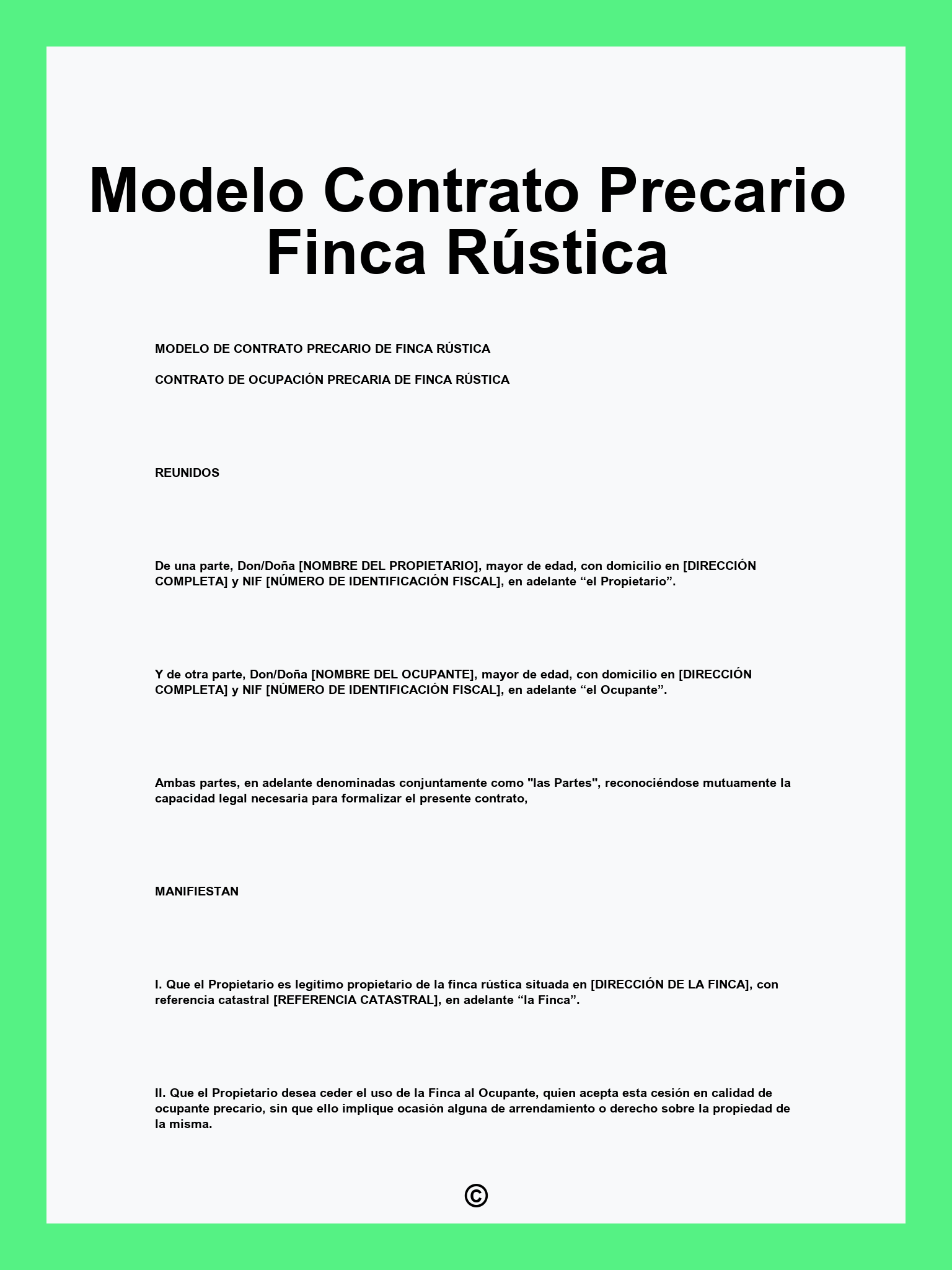 Modelo Contrato Precario Finca Rústica