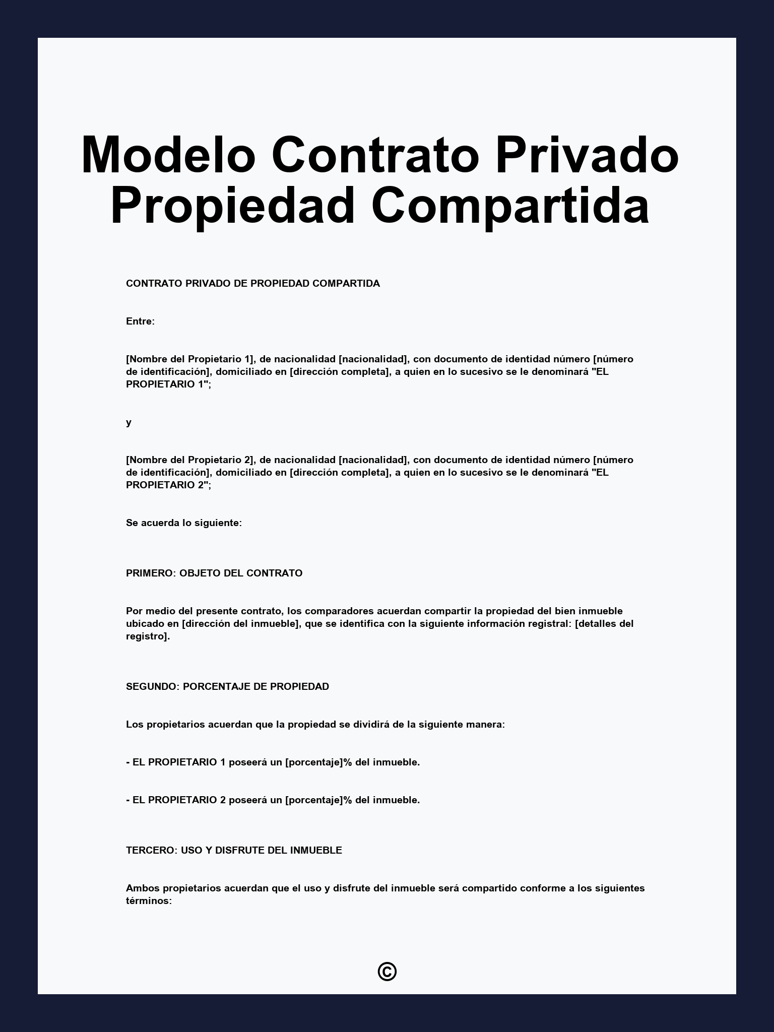 Modelo Contrato Privado Propiedad Compartida