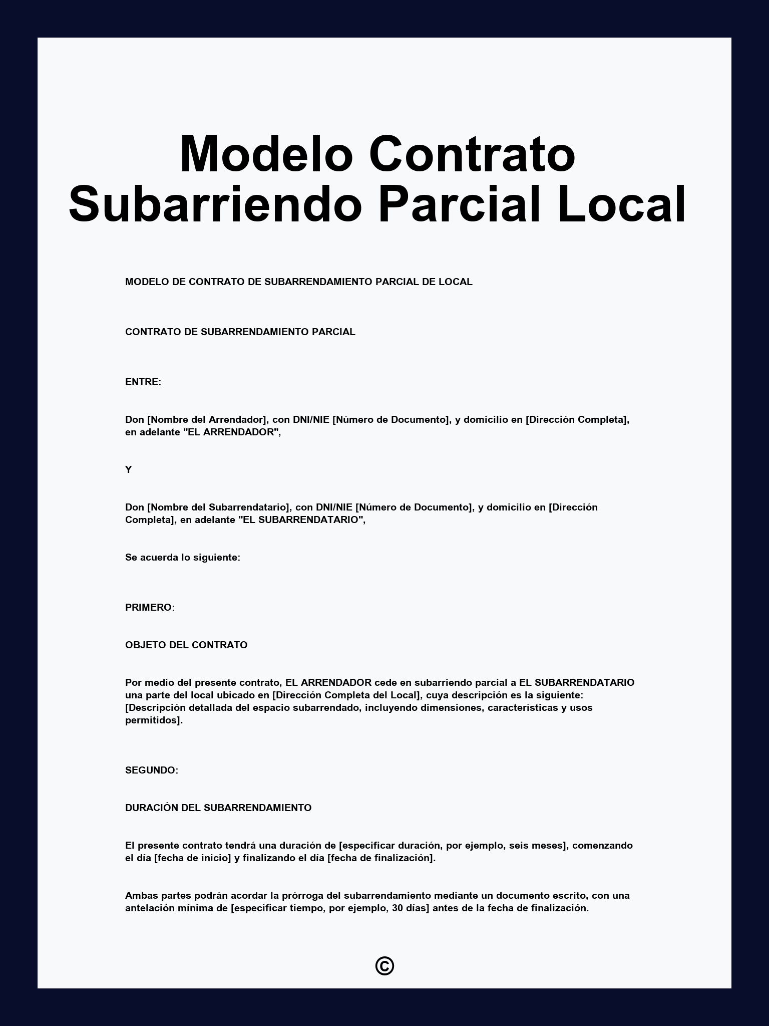 Modelo Contrato Subarriendo Parcial Local