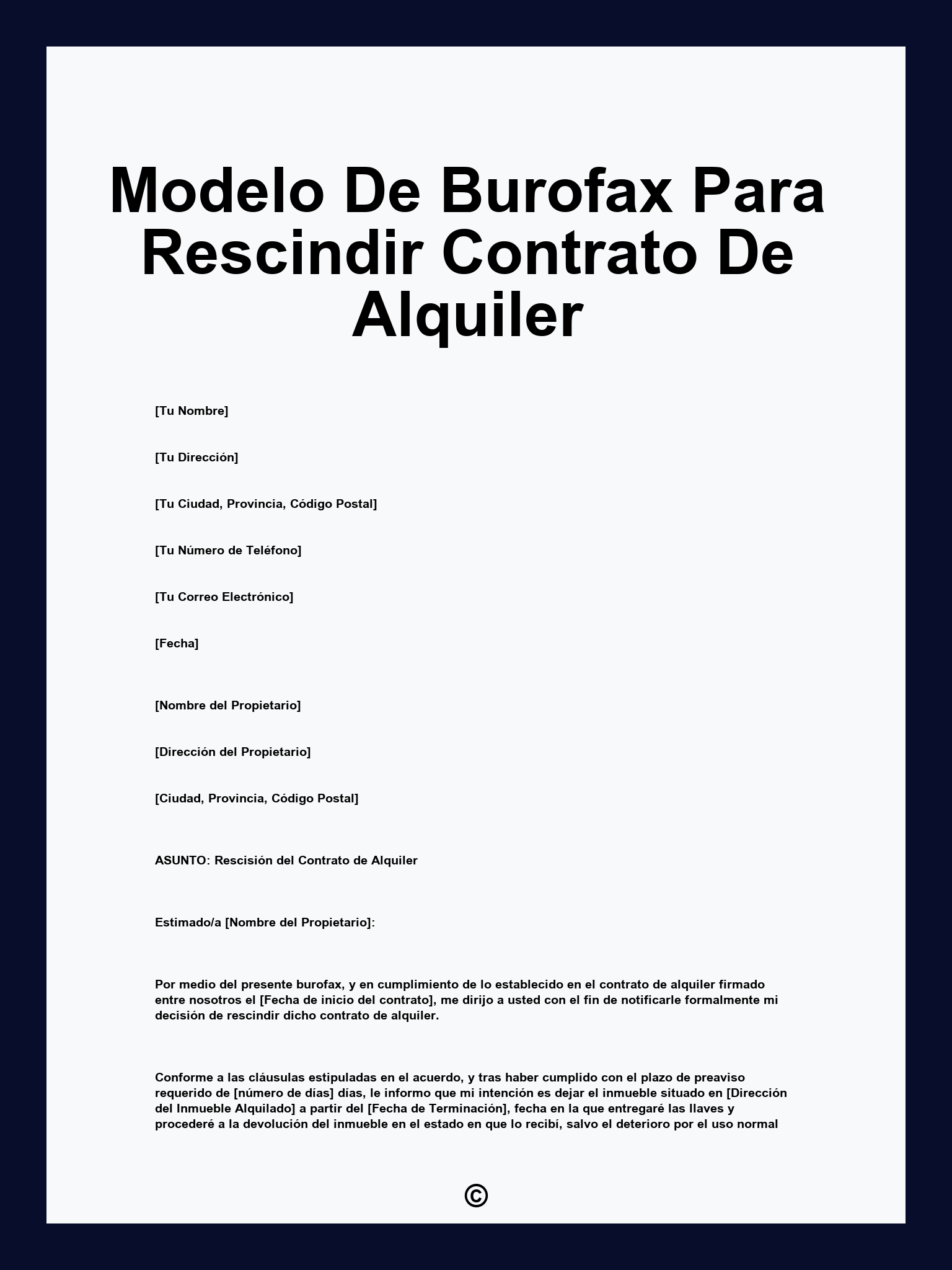 Modelo De Burofax Para Rescindir Contrato De Alquiler