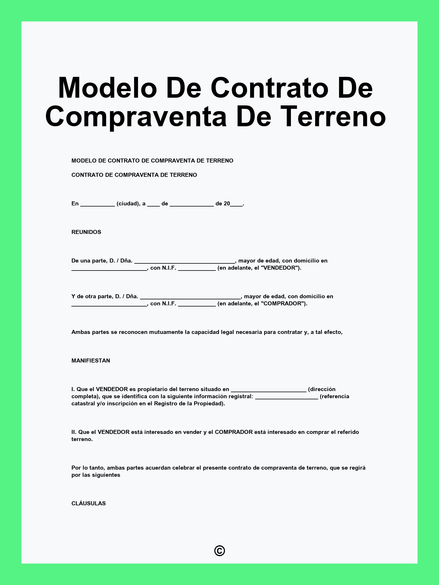 Modelo De Contrato De Compraventa De Terreno