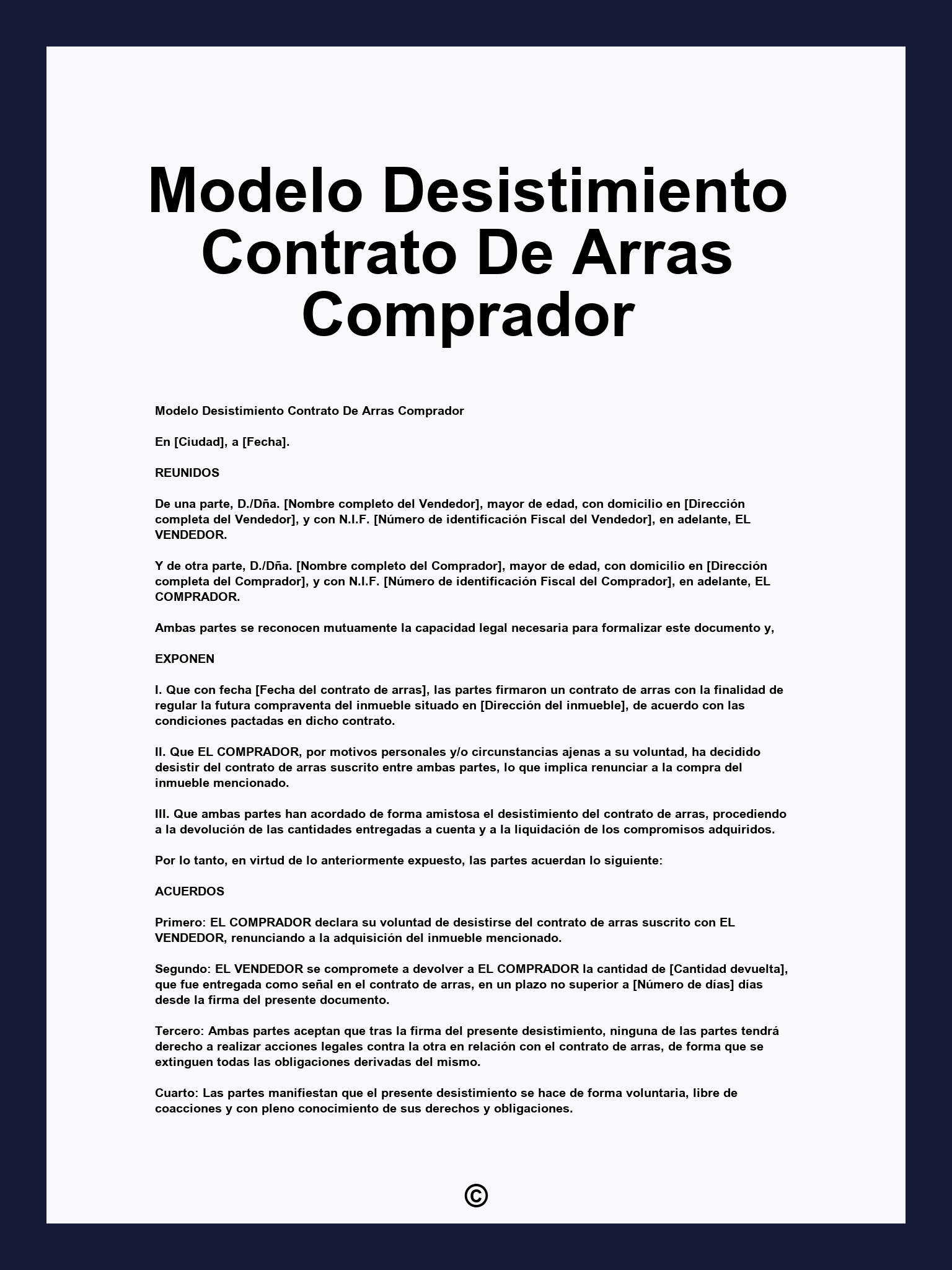 Modelo Desistimiento Contrato De Arras Comprador