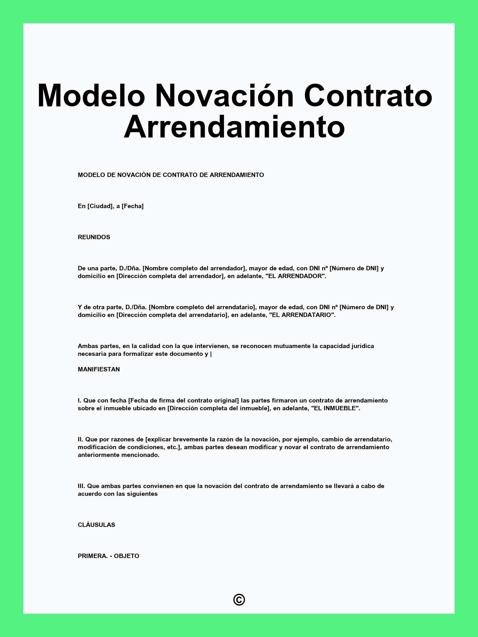 Modelo Novación Contrato Arrendamiento
