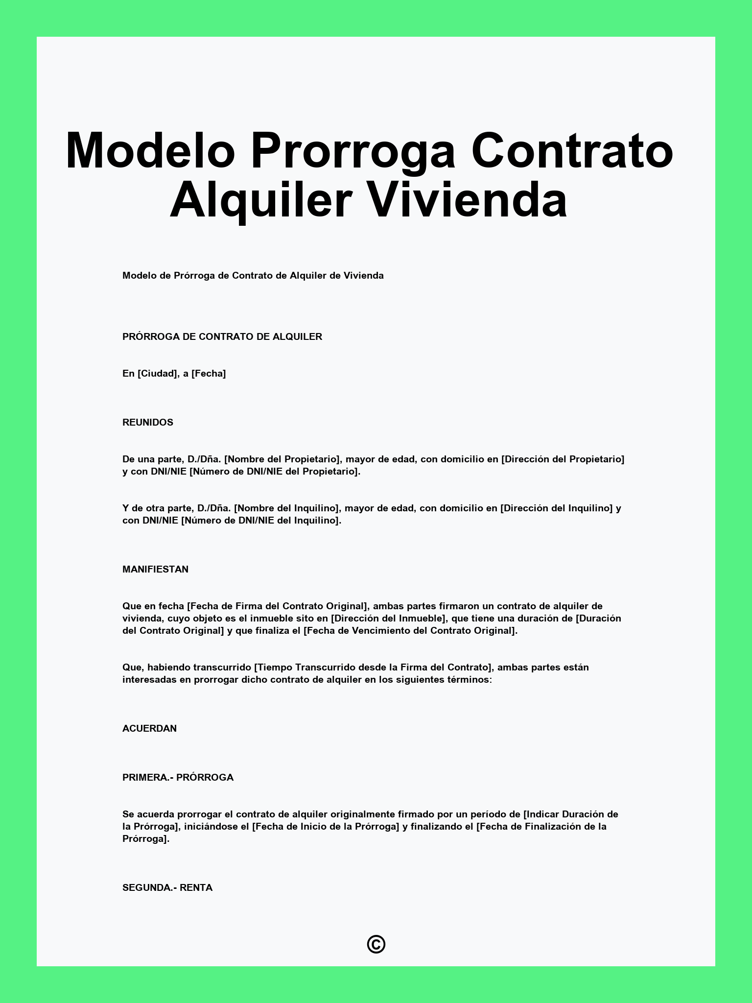 Modelo Prorroga Contrato Alquiler Vivienda
