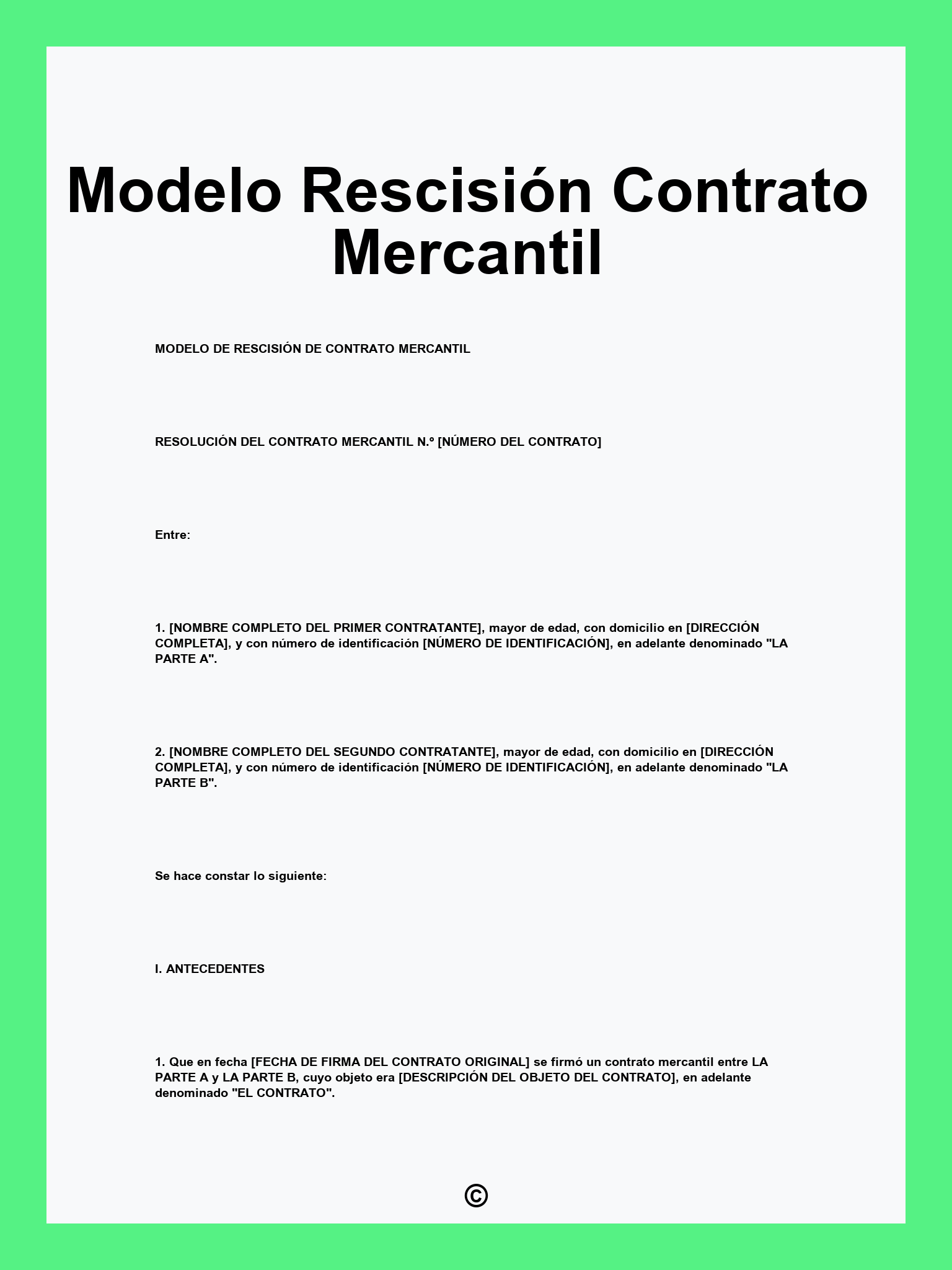 Modelo Rescisión Contrato Mercantil