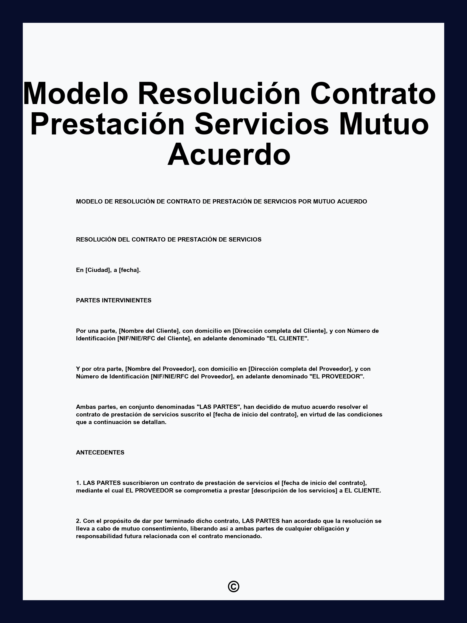 Modelo Resolución Contrato Prestación Servicios Mutuo Acuerdo