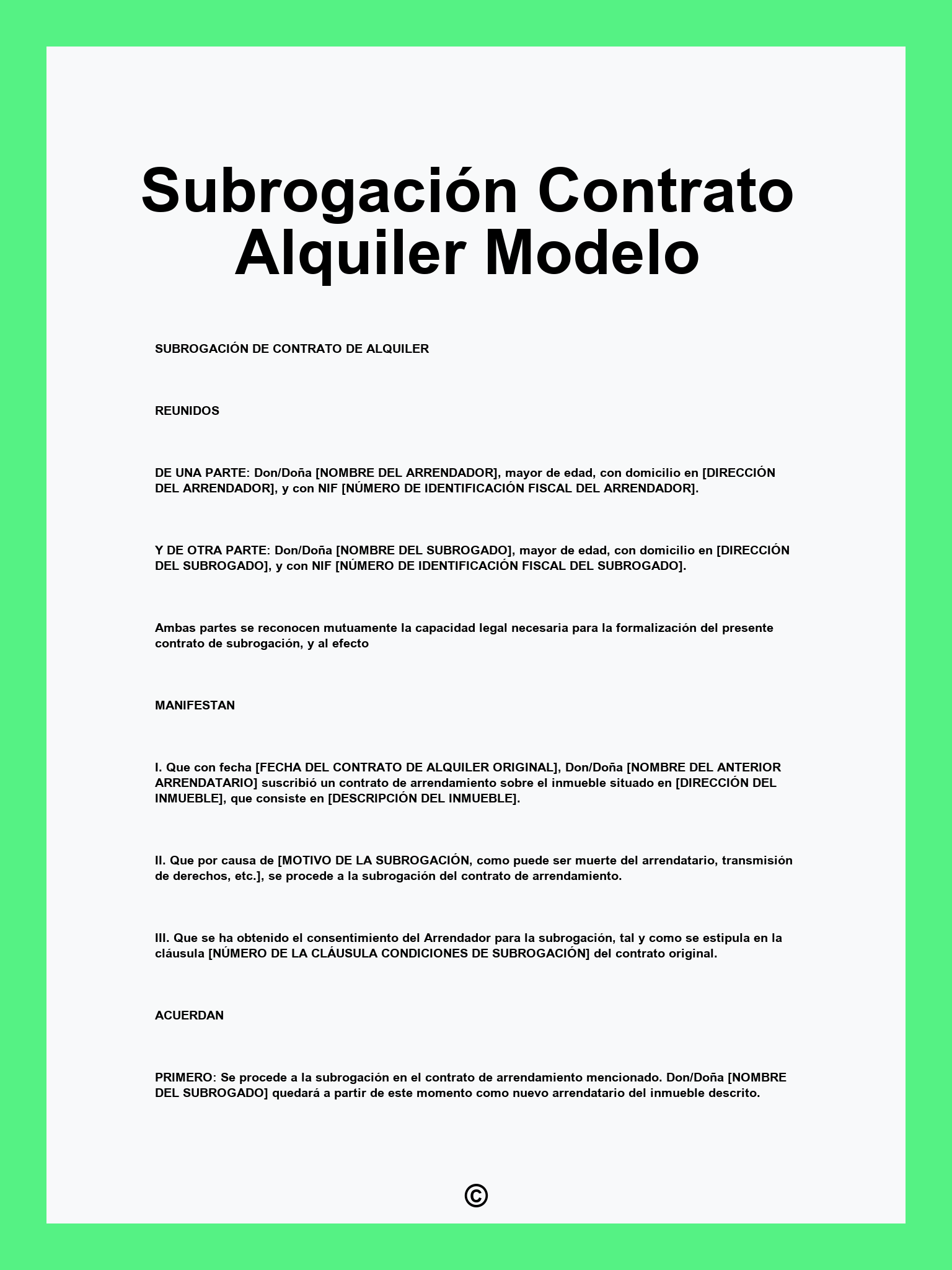 Subrogación Contrato Alquiler Modelo
